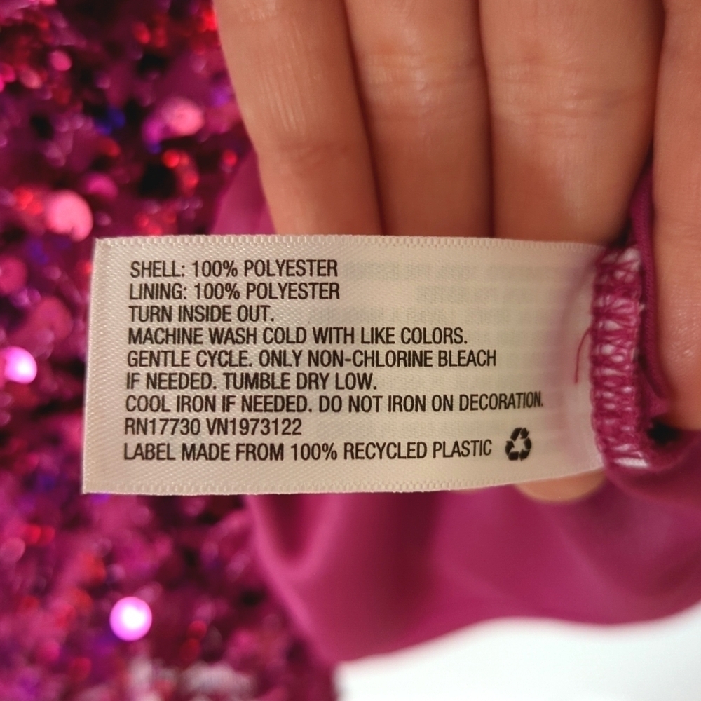 Wild Fable Sequined Sleeveless Lace Up Back Mini Party Dress Magenta Pink Medium - Picture 7 of 15